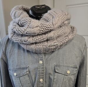 MICHAEL KORS GREY KNITWEAR CABLE KNIT FLEECE LINED INFINITY SCARF WOMEN OS BUFF